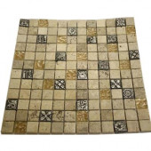 Tapestry Hydraneum Mixed Materials with Silver Deco 12 in. x 12 in. x 8 mm Floor and Wall Tile