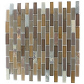 Tectonic Brick Multicolor Slate and Earth Blend 12 in. x 12 in. x 8 mm Glass Floor and Wall Tile
