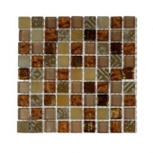 Metallic Carved Egyptian's Gold Blend 1/2 in. x 1/2 in. Marble and Glass Tiles - 6 in. x 6 in. x 8 mm Tile Sample