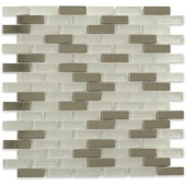Contempo Ice Cave 1/2 in. x 2 in. Brick Pattern Metal and Glass Tile Sample
