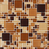 Chestnut Blend Magic Pattern 12 in. x 12 in. x 8 mm Glass Mesh-Mounted Mosaic Tile