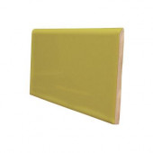 Color Collection Bright Chartreuse 3 in. x 6 in. Ceramic Surface Bullnose Wall Tile-DISCONTINUED