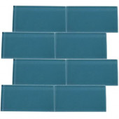 3 in. x 6 in. Contempo Aquarium Blue Glass Tile-DISCONTINUED