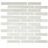 Contempo Bright White Big Brick 12 in. x 12 in. x 8 mm Glass Floor and Wall Tile