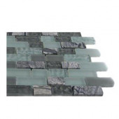 Paris Rain Blend Brick Pattern 1/2 in. x 2 in. Marble and Glass Tile Bricks - 6 in. x 6 in. Tile Sample