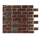Penny Pottery Brick Pattern 1/2 in. x 2 in. Marble and Glass Tile - 6 in. x 6 in. Floor and Wall Tile Sample