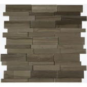 Dimension 3D Brick Athens Gray Pattern 12 in. x 12 in. x 8 mm Marble Mosaic Floor and Wall Tile