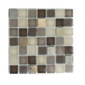 Tectonic Squares Multicolor Slate and Khaki Blend Glass Floor and Wall Tile - 6 in. x 6 in.Tile Sample