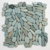 Kuala Batik Blue 12 in. x 12 in. x 12.7mm Natural Stone Pebble Mesh-Mounted Mosaic Tile (10.sq.ft/Case)