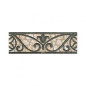 Fashion Accents Wrought Iron/Beige 3 in. x 8 in. Ceramic Listello Wall Tile