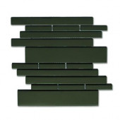 Piano Glass Melody 9-1/2 in. x 10-1/2 in. Black Mesh-Mounted Mosaic Wall Tile (6.92 sq.ft./case)