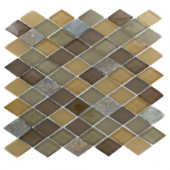 Tectonic Diamond Multicolor Slate and Earth Blend 12 in. x 12 in. x 8 mm Glass Mosaic Floor and Wall Tile
