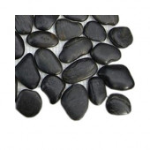 3D Pebble Rock Jet Black Stacked Marble Tile Sample
