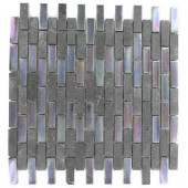 Tectonic Brick Black Slate And Rainbow Black 12 in. x 12 in. x 8 mm Glass Mosaic Floor and Wall Tile