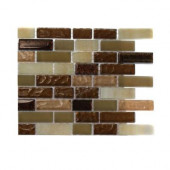 Southern Comfort Brick Pattern 1/2 in. x 2 in. Marble and Glass Tile - 6 in. x 6 in. Tile Sample
