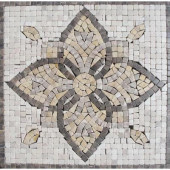 Floral Blend Medallion 12 in. x 12 in. Tumbled Marble Mesh Mounted Mosaic Tile