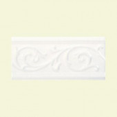 Fashion Accents White 5 in. x 10 in. Ceramic Vine Liner Wall Tile