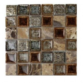 Roman Selection Charred Chestnut 1 in. x 1 in. Glass Tile Sample