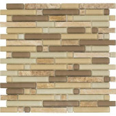 Varietals Sylvaner-1654 Stone And Glass Blend Mesh Mounted Floor and Wall Tile - 2 in. x 12 in. Tile Sample