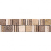 Mixed Travertine Border 3 in. x 12 in. Floor and Wall Tile