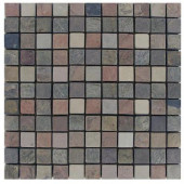 Mixed 12 In. x 12 In. x 10 mm Tumbled Slate Mesh-Mounted Mosaic Tile
