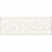 Fashion Accents White 3 in. x 8 in. Ceramic Ivy Listello Wall Tile