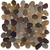Flat 3D Pebble Rock Multicolor Stacked 12 in. x 12 in.x 8 mm Marble Mosaic Floor and Wall Tile
