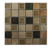 Roman Selection Side Saddle W Deco 1 in. x 1 in. Glass Tile - 6 in. x 6 in. Floor and Wall Tile Sample