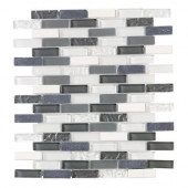 Silver Tradition Mini Brick 12 in. x 12 in. Glass Wall Tile