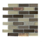 Tectonic Brick Multicolor Slate and Khaki Blend Glass Tiles - 6 in. x 6 in. Tile Sample