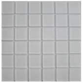 12 in. x 12 in. Contempo Bright White Frosted Glass Tile