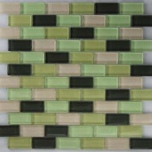 Riverz Nile Mosaic Glass 1X2 Mesh Mounted Tile - 3 in. x 3 in. Tile Sample