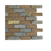 Tectonic Brick Multicolor Slate and Bronze Glass Floor and Wall Tile - 6 in. x 6 in.Tile Sample