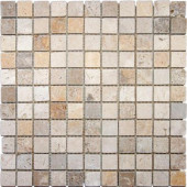 Mixed 12 in. x 12 in. x 10 mm Tumbled Travertine Mesh-Mounted Mosaic Tile