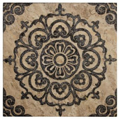 Saffron Etched Panel 12 in. x 12 in. x 10 mm Travertine Wall Tile