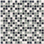 Classic Check 12 in. x 12 in. x 8 mm Glass Marble Mosaic Wall Tile