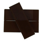 Contempo Mahogany Polished 4 in. x 12 in. Glass Subway Floor and Wall Tile-DISCONTINUED
