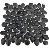 3D Pebble Rock Jet Black 12 in. x 12 in. x 8 mm Marble Mosaic Floor and Wall Tile