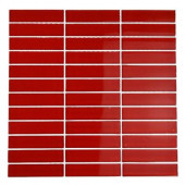 Contempo Lipstick Red Polished 12 in. x 12 in. x 8 mm Glass Mosaic Floor and Wall Tile