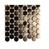 Metal Copper Penny Round Stainless Steel Floor and Wall Tile - 6 in. x 6 in. Tile Sample-DISCONTINUED