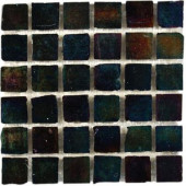 Iridescent Raven 12 in. x 12 in. x 8 mm Glass Mosaic Floor and Wall Tile