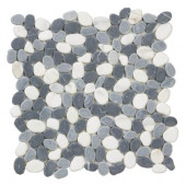 Carrera River Rocks 12 in. x 12 in. x 8 mm Marble Mosaic Wall Tile