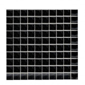 Sonterra Glass Black Opalized 12 in. x 12 in. x 6 mm Glass Sheet Mounted Mosaic Wall Tile-DISCONTINUED