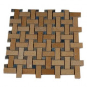 Basket Braid Jerusalem Gold and Blue Macauba 12 in. x 12 in. x 8 mm Stone Mosaic Floor and Wall Tile
