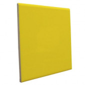 Color Collection Bright Yellow 6 in. x 6 in. Ceramic Surface Bullnose Wall Tile-DISCONTINUED