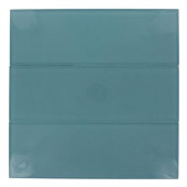 Contempo 4 in. x 12 in. x 8 mm Turquoise Polished Glass Floor and Wall Tile